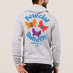 RCMQG Sewcial Butterfly Zip Up Hoodie T Shirt