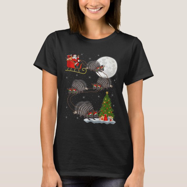 Rcune Santa Sleigh Flying Funny Magical Christmas  T Shirt (Framsida)
