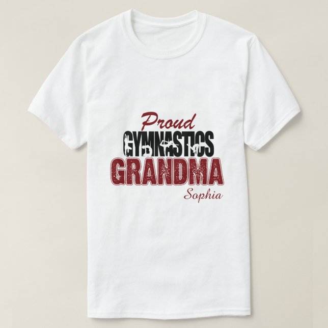 RD Anpassningsbar Gymnastics Grandma Shirt, Rhines T Shirt (Design framsida)