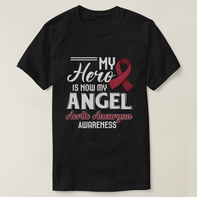 RD Aortic Aneurysm Gift Burgundy Awareness Ribbon T Shirt (Design framsida)