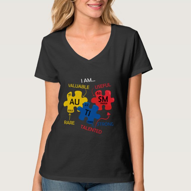 Rd Autism Awareness Periodic Bord Inslag Autism T Shirt (Framsida)