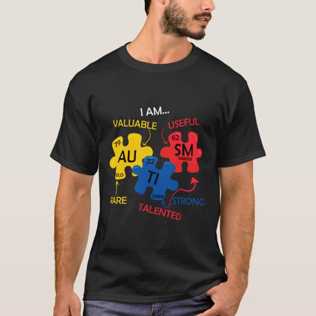 Rd Autism Awareness Periodic Bord Inslag Autism T Shirt (Framsida)
