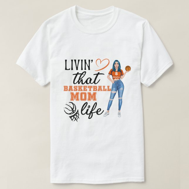 RD Personlig Basketball Mamma Life T Shirt (Design framsida)