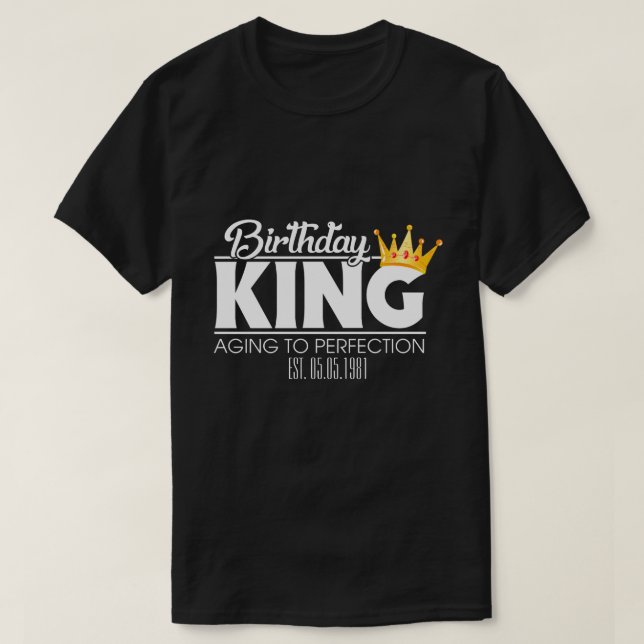 RD Personlig Birthday Kung, Matching Squad T Shirt (Design framsida)