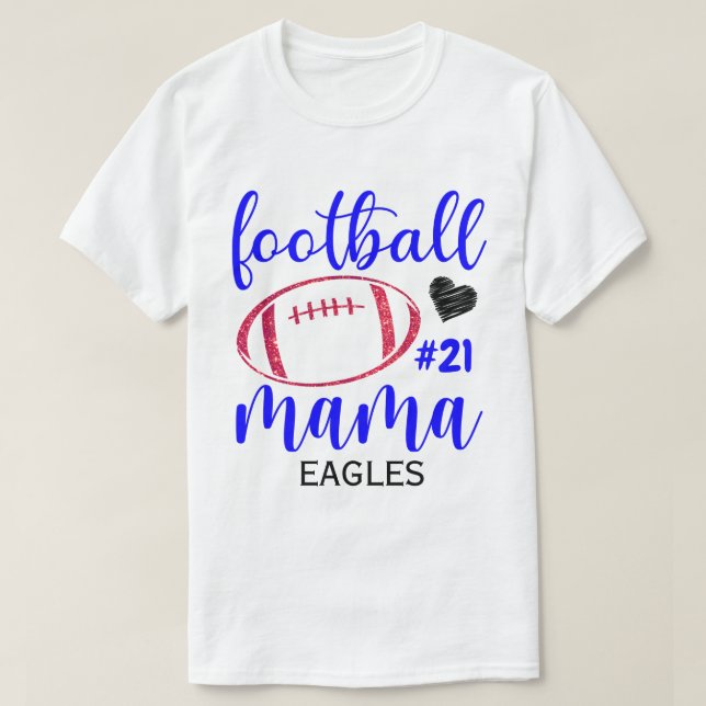 RD Personlig Football Mamma Shirt, High School T Shirt (Design framsida)