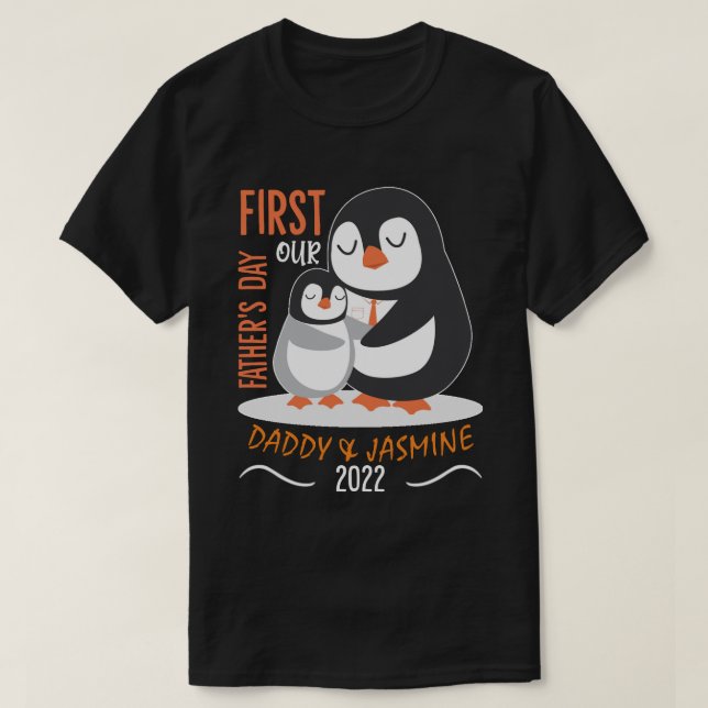 RD Personlig Penguin Far och dotter T Shirt (Design framsida)