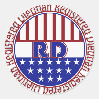 RD-registrerad dietitisk PATRIOTIC-LOGOTYP Runt Klistermärke
