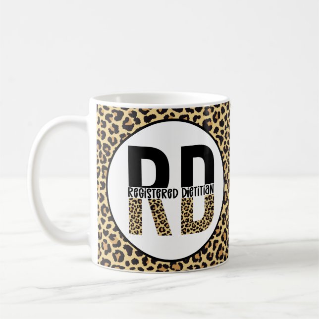 RD-registrerade Dietitian Cheetah Print RD Gifts Kaffemugg (Vänster)