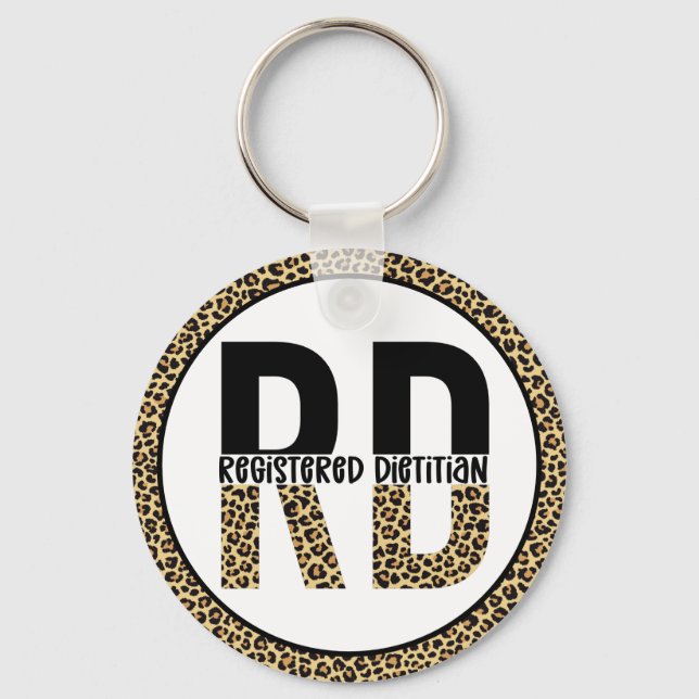 RD-registrerade Dietitian Cheetah Print RD Gifts Nyckelring (Framsida)