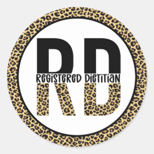 RD-registrerade Dietitian Cheetah Print RD Gifts Runt Klistermärke