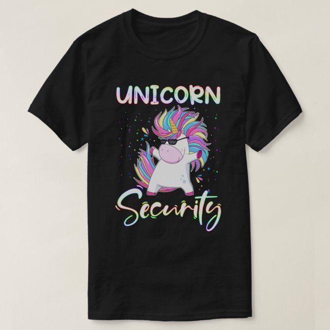 RD Unicorn Security Rainbow Muscle Manly Funny  T Shirt (Design framsida)