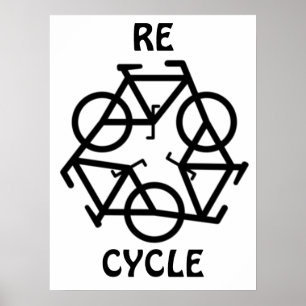 RE CYCLE Återvinna Bicycle Symbol Poster