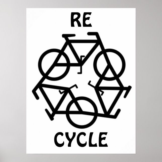RE CYCLE Återvinna Bicycle Symbol Poster (Framsidan)