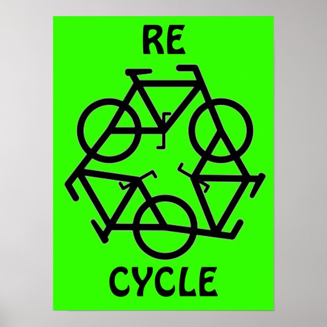 RE CYCLE Återvinna Bicycle Symbol Poster (Framsidan)