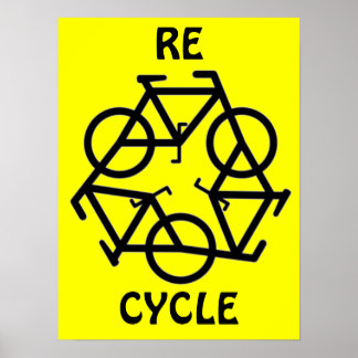 RE CYCLE Återvinna Bicycle Symbol Poster