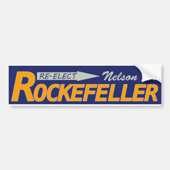 Re-Elect Nelson Rockefeller 1970 Bumper Sticker Bildekal (Framsidan)