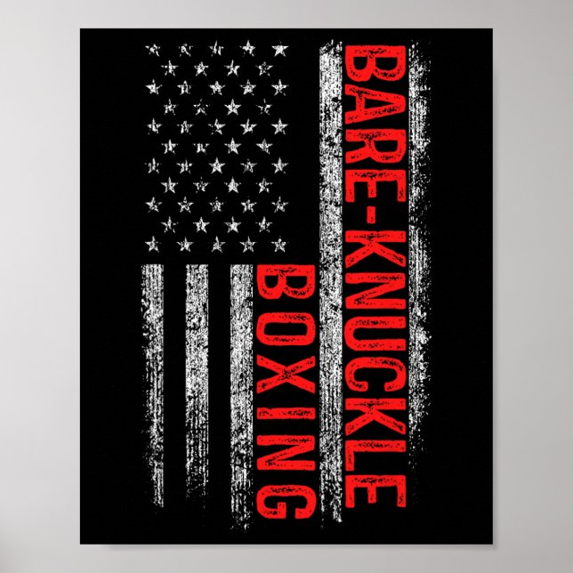 Re Knuckle Boxning Amerikansk Flagga 4:e Juli Figh Poster (Framsidan)