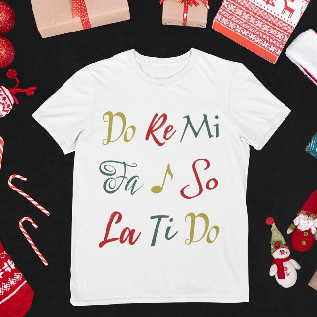 Re Mi Cute Ljud på Music Julmusik T Shirt (Our whimsical original art "Do Re Mi" design can get anyone in the Christmas spirit!)