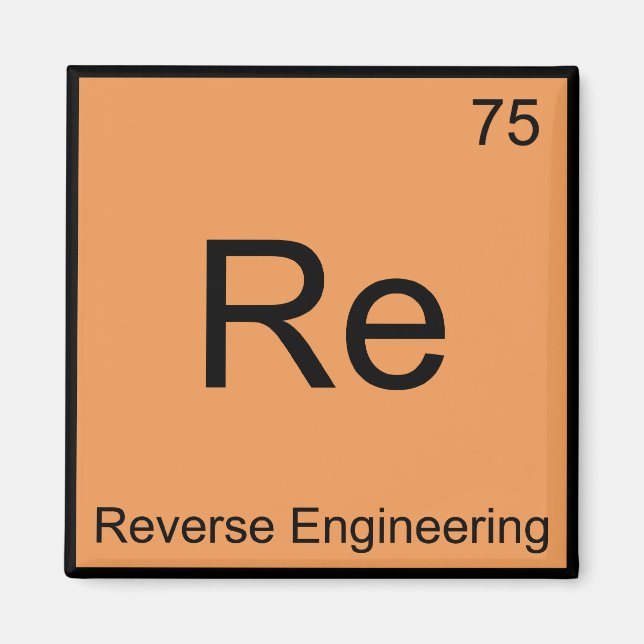 Re - Omvänd ingenjörskonst Kemiskt elementsymbol Magnet (Framsidan)