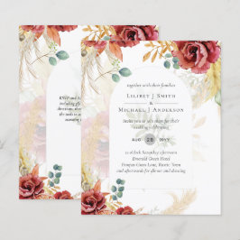 REA! Boho Burgunder Guld Blommig Lanthushåll Bondg