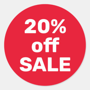 Rea Etikett 20% Rabatt – Röd & Vit – Modern Enkel