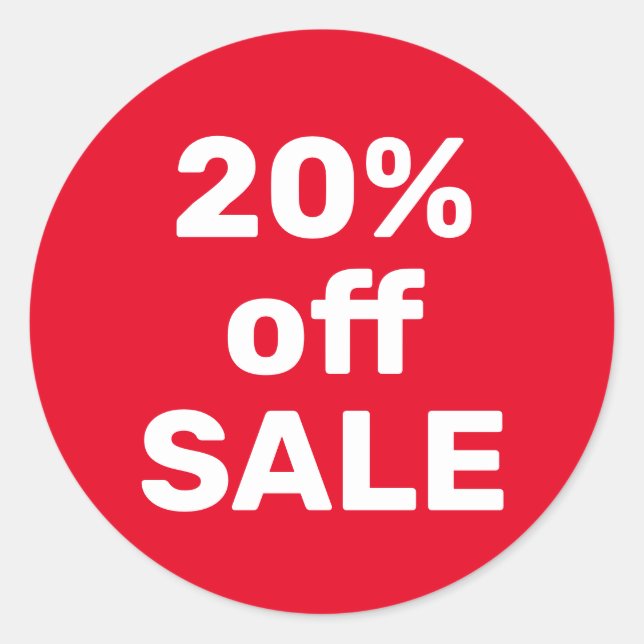 Rea Etikett 20% Rabatt – Röd & Vit – Modern Enkel (Framsida)