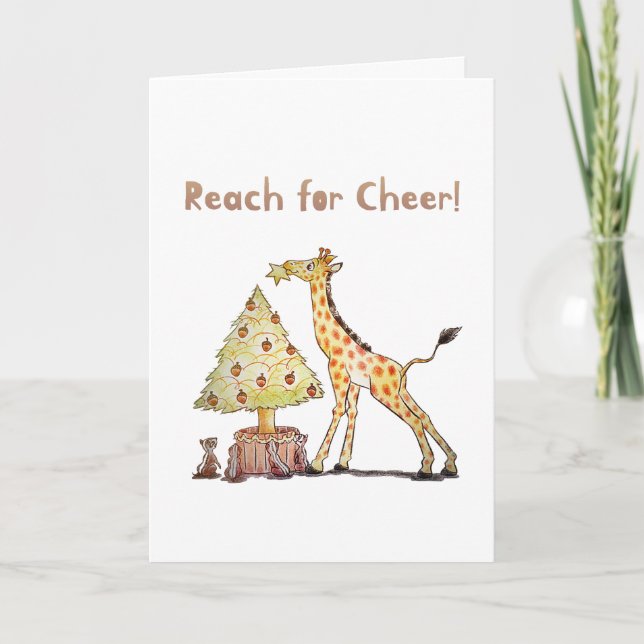 Reach for Cheer! Giraffe jul Art Card Tack Kort (Framsida)
