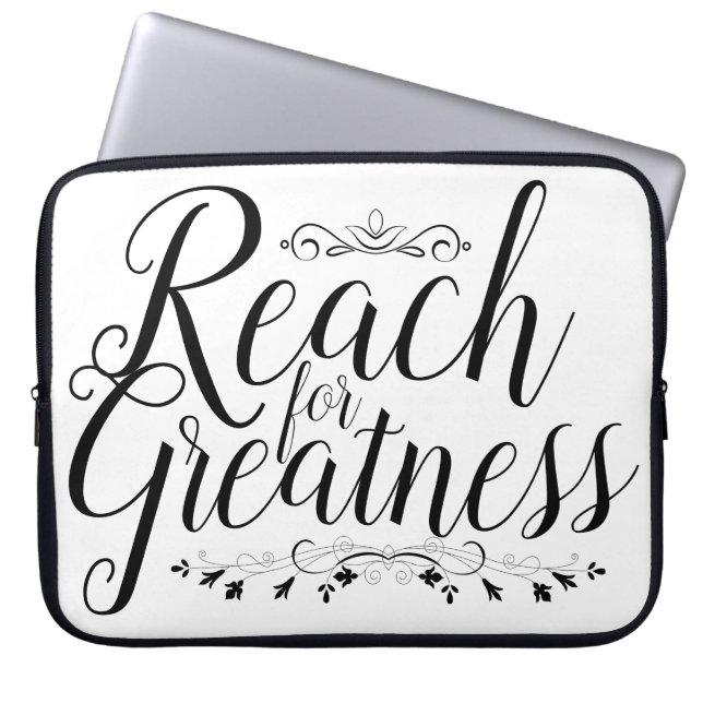 Reach for Greatness Calligraphy Laptop Sleeve (Framsidan)