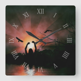 Reach for Sol Silhouette Art Wall Clock Fyrkantig Klocka