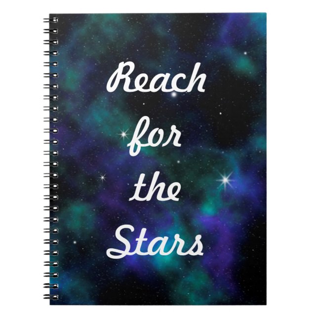 Reach for Stars Galaxy Inspiring Quote Anteckningsbok (Framsidan)