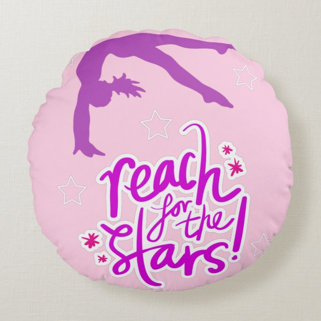 Reach for Stars Gymnastics Tumbling Rund Kudde (Framsidan)