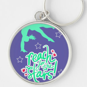 Reach for Stars Gymnastics Tumbling Rund Silverfärgad Nyckelring