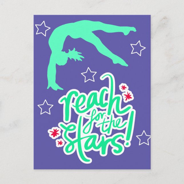 Reach for Stars Gymnastics Tumbling Vykort (Framsida)