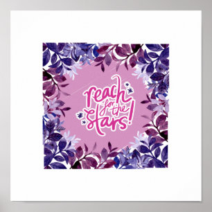 Reach For Stars in Lila Färg Poster