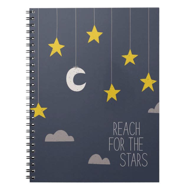 Reach for Stars Journal Anteckningsbok Med Spiral (Framsidan)