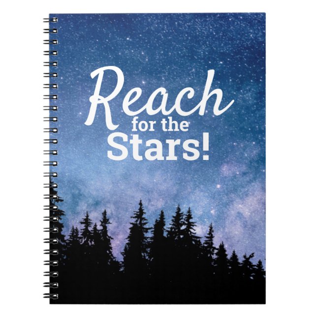 Reach for Stars Quote Motivational Inspirational Anteckningsbok (Framsidan)