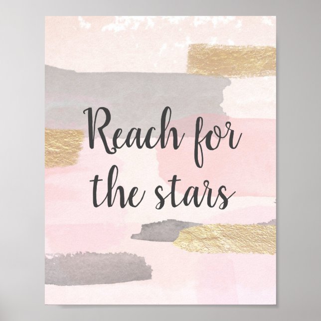 REACH FÖR STARS - Rosa Guld-citatet Poster (Framsidan)