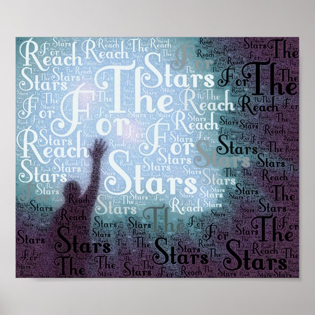 Reach för Stars Typografiska Ord Poster (Framsidan)