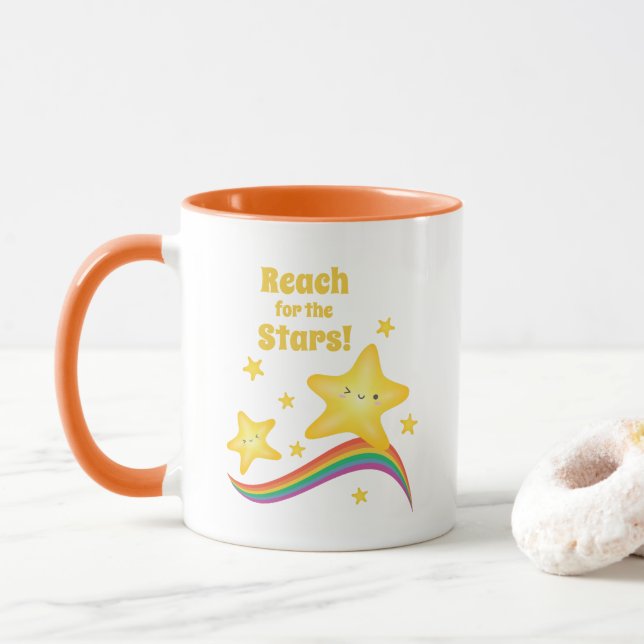 Reach for the Stars and Rainbow Motivational Mugg (Med munk)