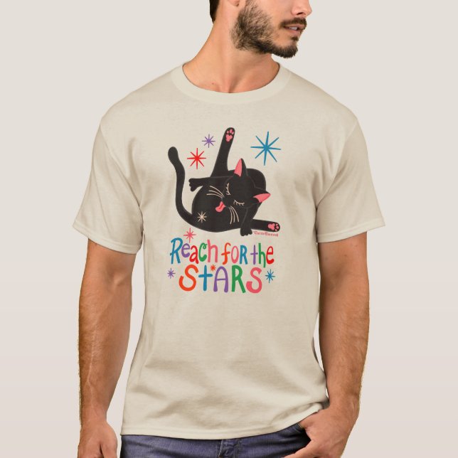 Reach for the Stars - Funny Cat Butt Pun T Shirt (Framsida)