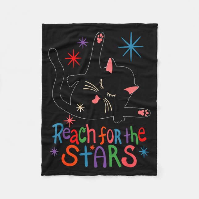 Reach For The Stars Funny Cat  Fleecefilt (Framsidan)