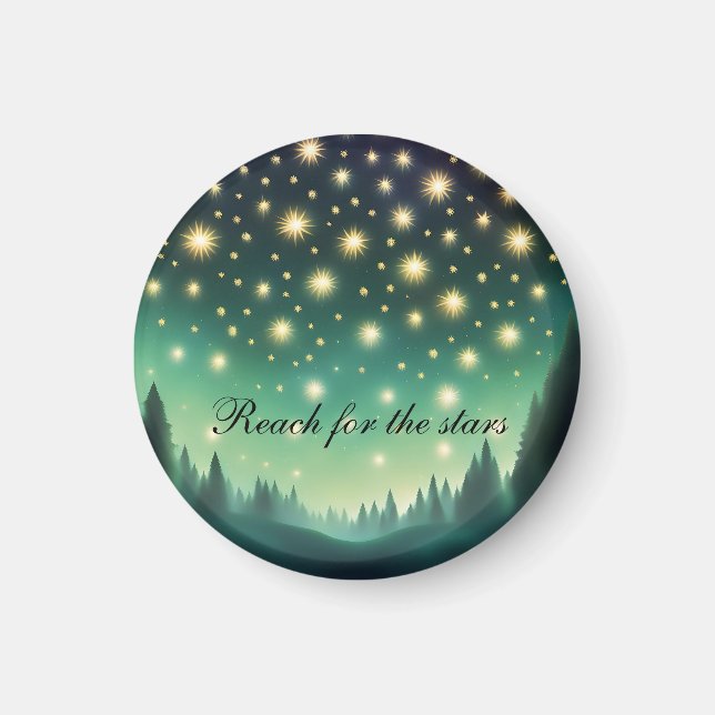 Reach for the Stars - Grönt shades Starry Night Magnet (Framsidan)