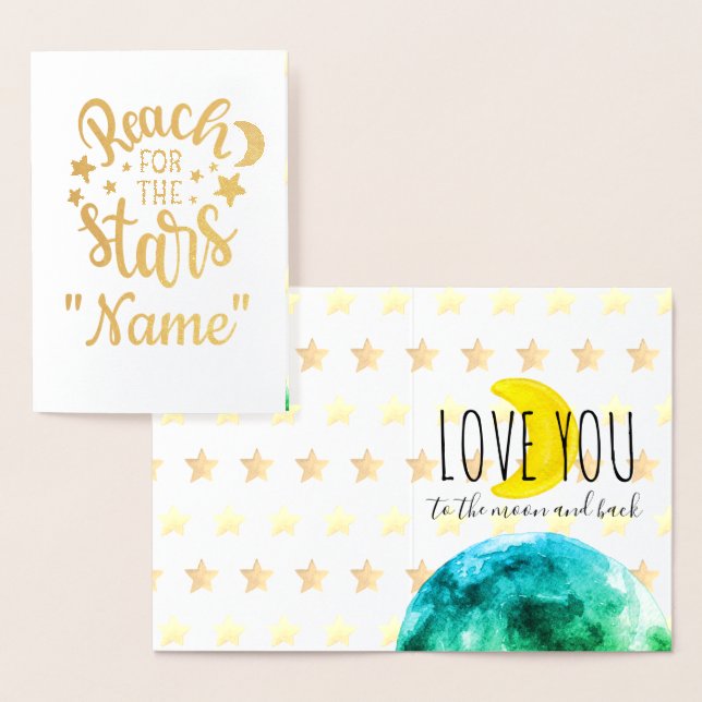 Reach for the Stars, Kärlek You to Måne and Back Folierat Kort (Display)