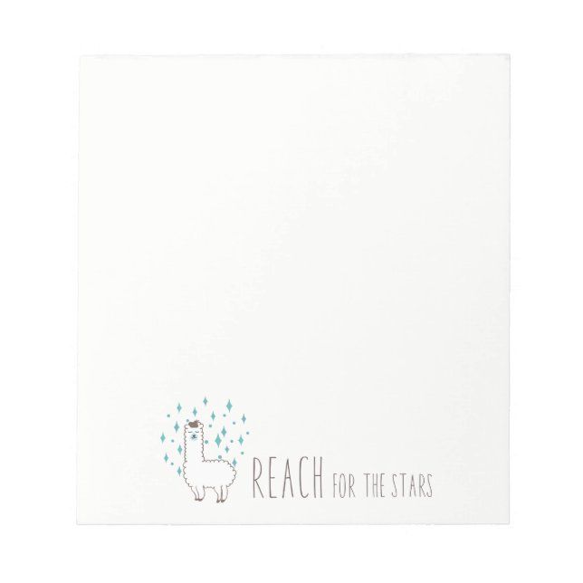 "Reach for the Stars" Sweet Llama Illustration Anteckningsblock (Framsida)