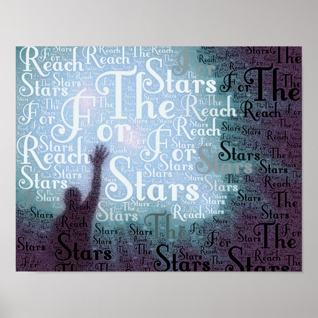 Reach For The Stars Typografisk Ord Poster (Framsidan)
