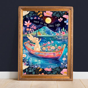 Reach for the Stars Woodland Bunny blommig Poster