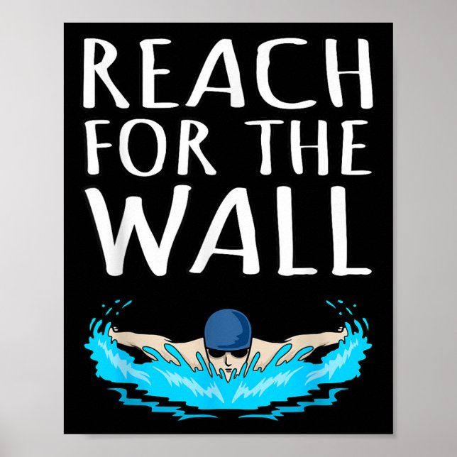Reach for Wall Roligt Swimmer Swimming Coach Manar Poster (Framsidan)