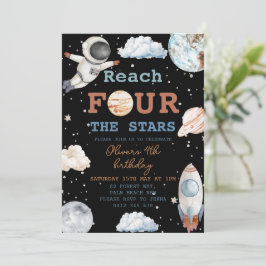 Reach Four, Stars Boy Black Space 4e födelsedagen Inbjudningar