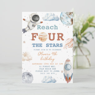 Reach Four, Stars Boy Space 4e födelsedagen Inbjudningar
