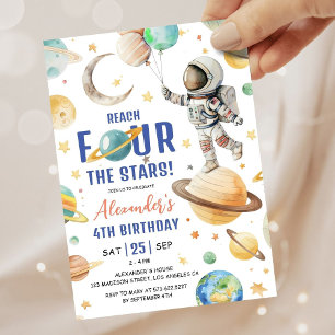 Reach Four, Stars Boy Space 4e födelsedagen Party Inbjudningar